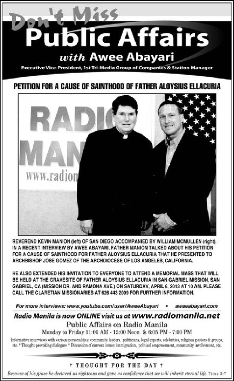 Radio Manila on Father Aloysius Cause